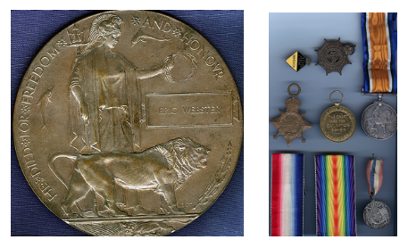 WW1 medals awarded to Pte. Eric Osmond Webster